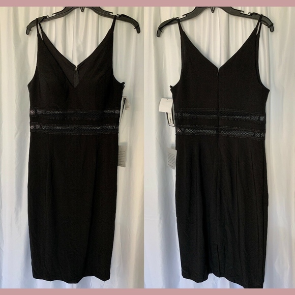 NEW XSCAPE Jersey Crochet Midi Dress‎ in Black [SZ 12 ] - Picture 1 of 8